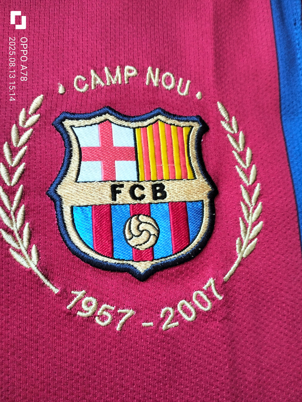 FC Barcelona 2007/08 Nike home shirts -  50th anniversary of Camp Nou